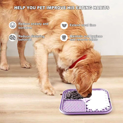 Pet Licking Mat Silicone Pet Food Suction Cup Licking Mat Slow Feeding Mat Anti-Choking Slow Food Basin