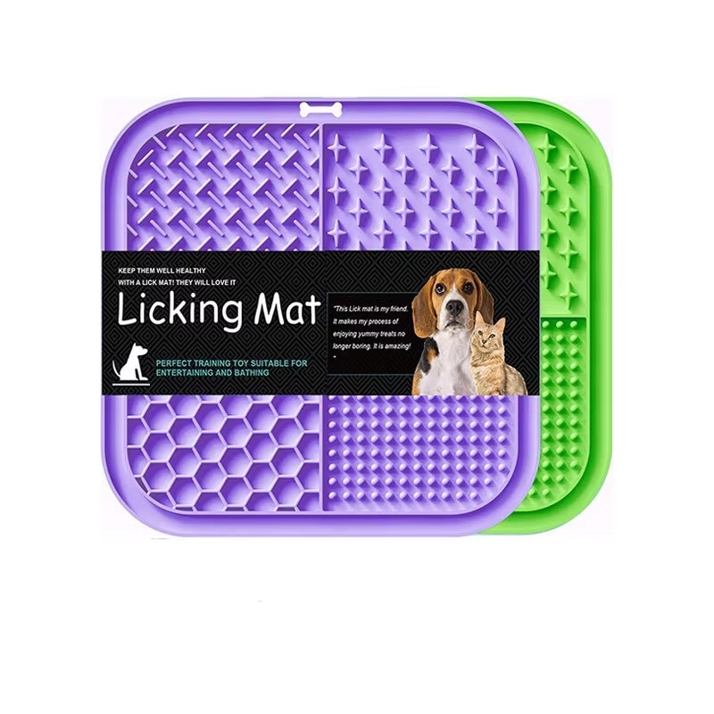 Pet Licking Mat Silicone Pet Food Suction Cup Licking Mat Slow Feeding Mat Anti-Choking Slow Food Basin